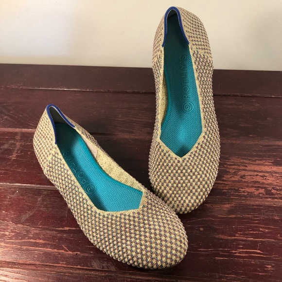 Rothy's Captor Round Toe Flats in Gold/Pink and Turquoise Size 10 - Picture 1 of 10